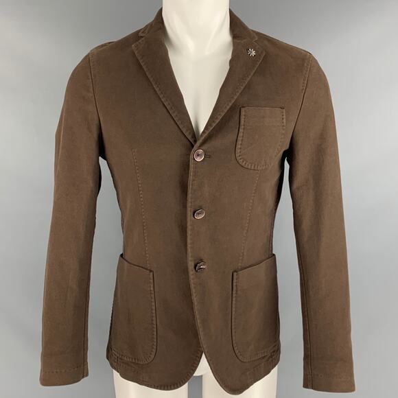 MANUEL RITZ Size 38 Brown Cotton  Elastane Single Breasted Jacket - Picture 1 of 10